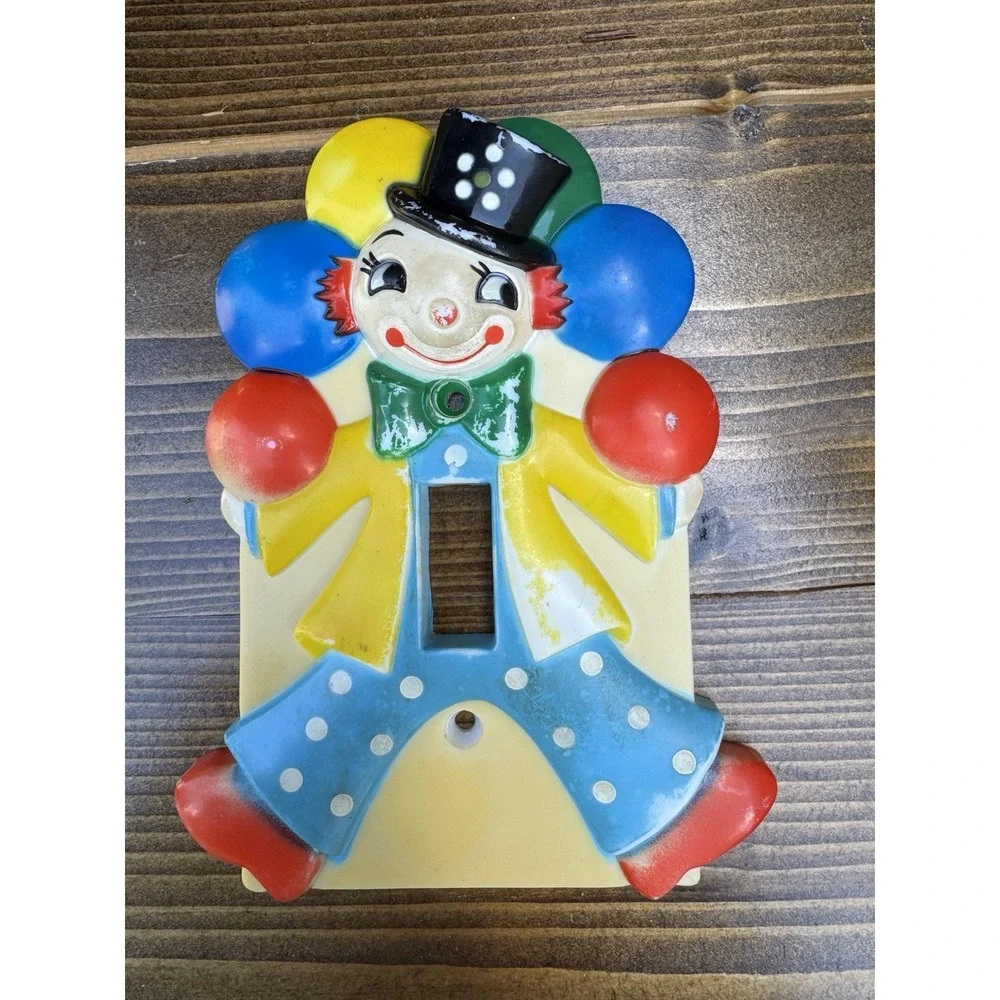 Vintage 1975 Nursery Originals Clown Light Switch Plate Cover Hong Kong